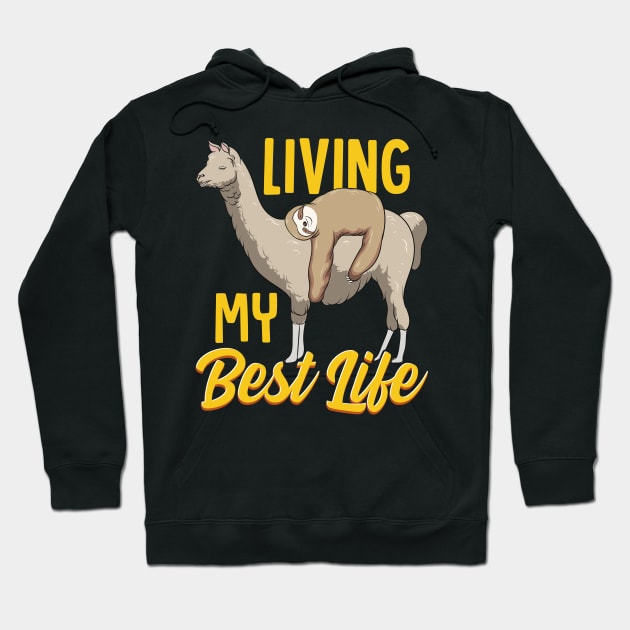 Sloth & Llama Living My Best Life Sleepy Lazy Nap Hoodie by theperfectpresents